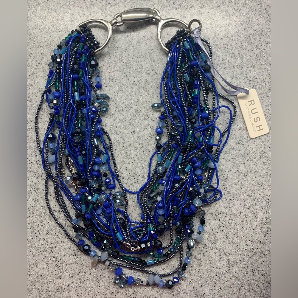 Stunning blue beaded necklace! Brand new!
